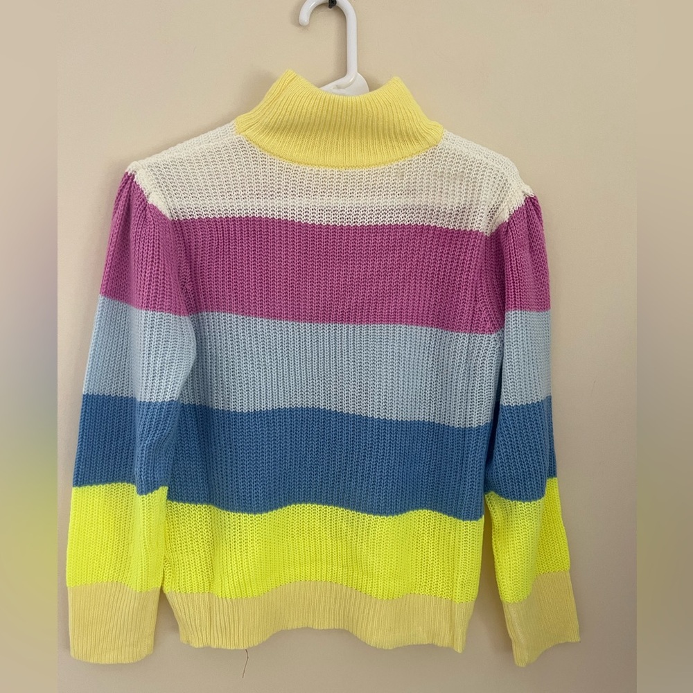 AMAZON Pink Colorful Striped Knit Sweater Size S NWOT - Picture 4 of 8